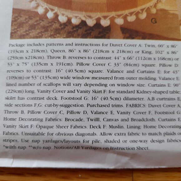 Duvet Pillow Cover Sewing Pattern Curtains Valance Vogue 1646 UNCUT Vintage 90s - Picture 8 of 11